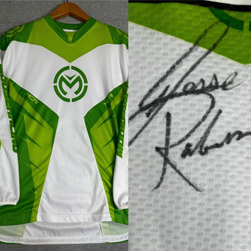 Signed Jessee Robinson Moose Racing Jersey L Green White Padded Motocross BMX